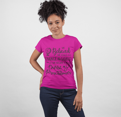 "She Believed......Nurse Practitioner" Women's Fitted Tee - Melanated  Legend