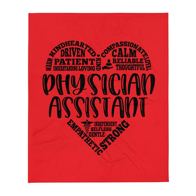 "Physician Assistant Heart" Throw Blanket (Red) - Melanated  Legend